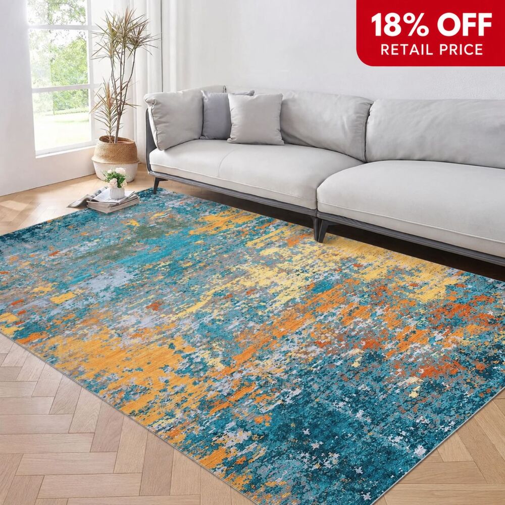 Brand New Royhome Modern Abstract Area Rug – Multi Color, 9' × 12'